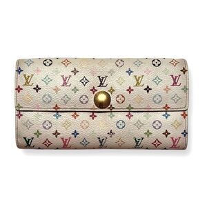 Louis Vuitton Takeshi Murakami White Monogram Multicolore Sarah Wallet